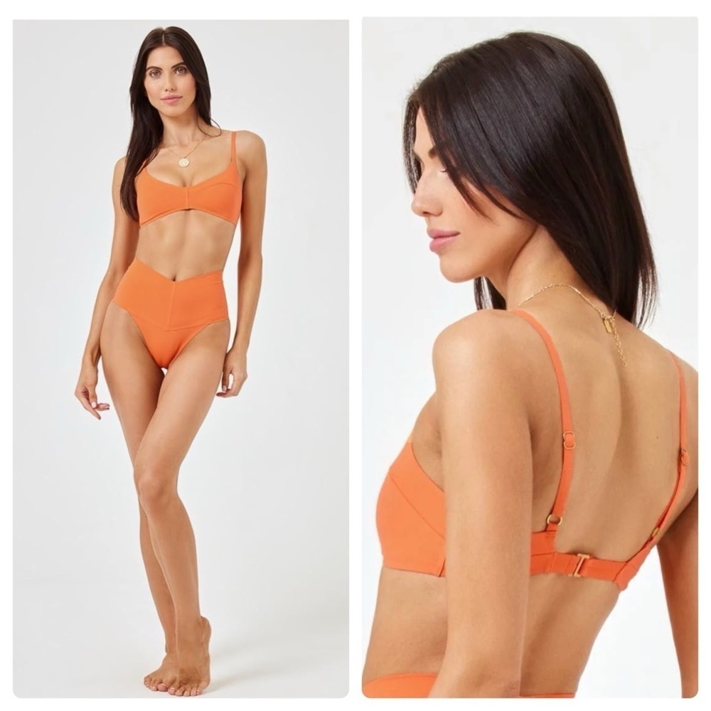 L*Space | Alec Fused Bralette Bikini Top In Tangerine Orange | S